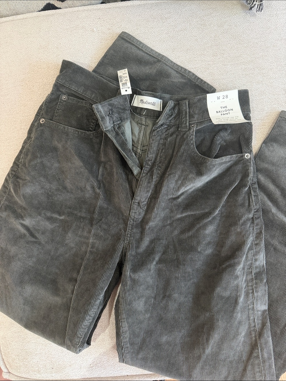 Madewell Charcoal Corduroy Balloon Pants